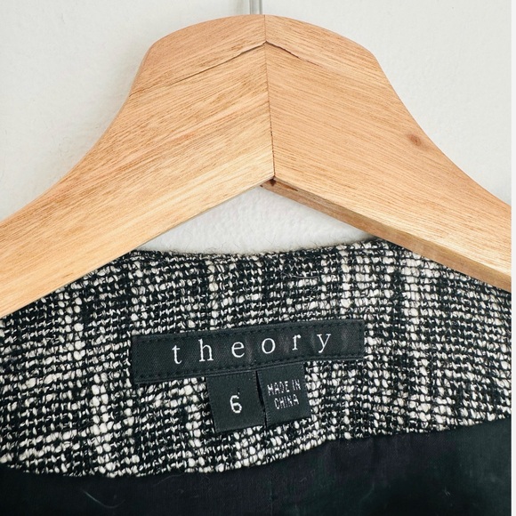 Theory • Alimo Aglow Tweed Blazer Textured Zip Mixed Media Jacket Blazer - Picture 7 of 7